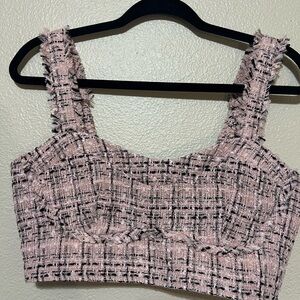 Wild Fable Pink and Black Tweed Crop Top